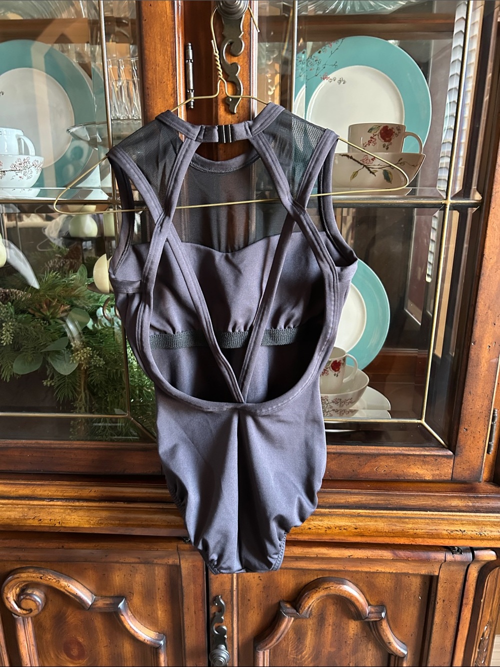 Charcoal Gray Cutout Athletic Tank-dancewear